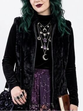 Black Faux Fur Vest - Women's
